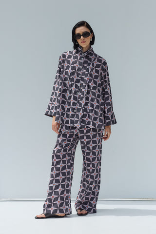 Fıra Desenli Gömlek Antrasit