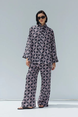 Fıra Gömlek Antrasit Desenli