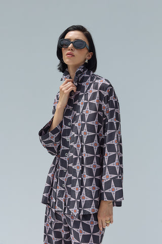 Fıra Desenli Gömlek Antrasit