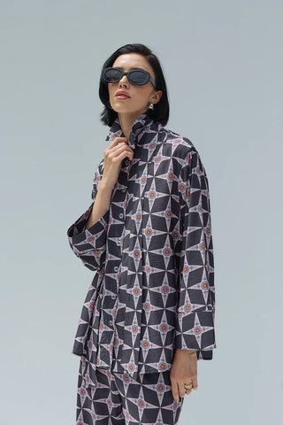 Fıra Gömlek Antrasit Desenli
