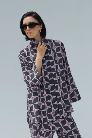Fıra Gömlek Antrasit Desenli