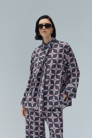Fıra Desenli Gömlek Antrasit