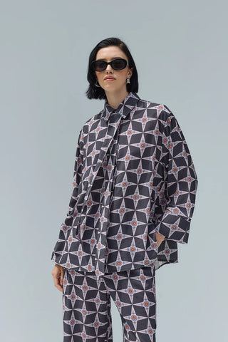 Fıra Gömlek Antrasit Desenli