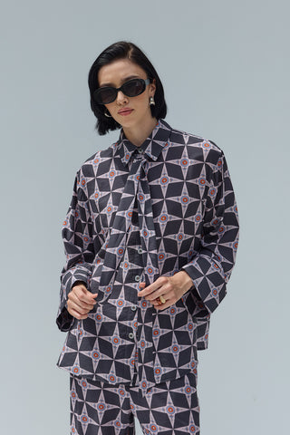 Fıra Desenli Gömlek Antrasit