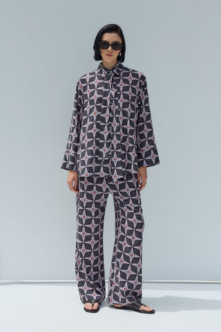 Fıra Desenli Gömlek Antrasit