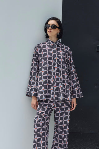 Fıra Desenli Gömlek Antrasit