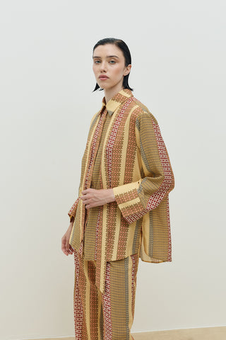 Fıra Desenli Gömlek Sarı