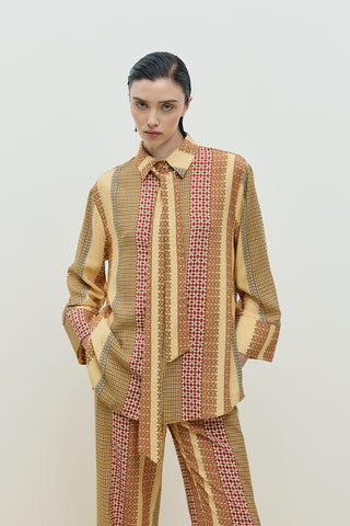 Fıra Desenli Gömlek Sarı