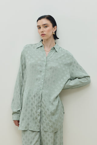 Jakar Desenli Takım Mint Yeşili