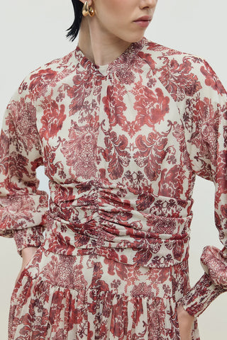 Flow Şifon Elbise Bordo Çiçekli