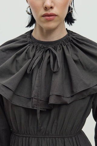 Yakalı Vual Elbise Antrasit