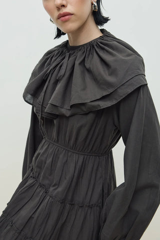 Yakalı Vual Elbise Antrasit