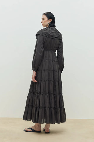 Yakalı Vual Elbise Antrasit