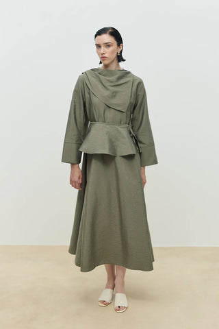 Olin Seyyar Kemerli Elbise Yeşil