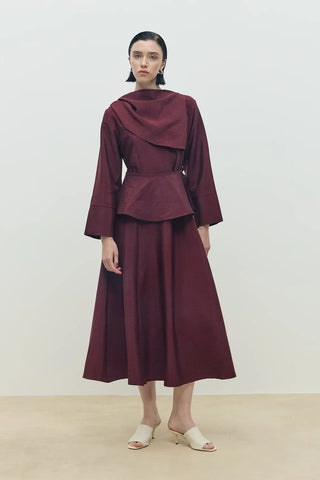 Olin Seyyar Kemerli Elbise Bordo