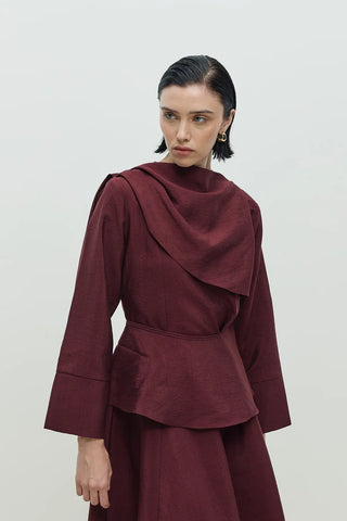 Olin Seyyar Kemerli Elbise Bordo