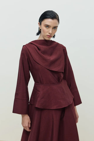 Olin Seyyar Kemerli Elbise Bordo