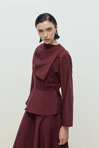 Olin Seyyar Kemerli Elbise Bordo