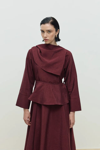 Olin Seyyar Kemerli Elbise Bordo