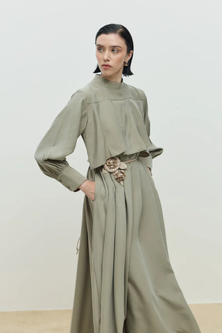 Elva Dökümlü Elbise Açık Yeşil