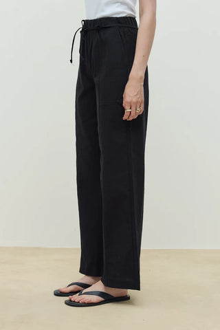 Keten Palazzo Pantolon Siyah