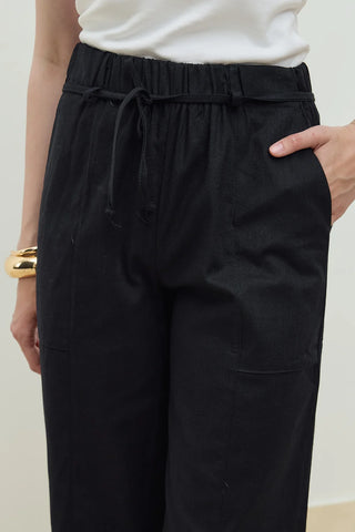 Keten Palazzo Pantolon Siyah