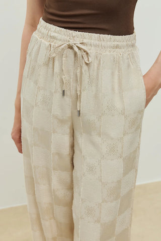 Jakar Kendinden Desenli Pantolon Taş