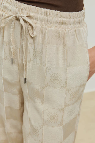 Jakar Kendinden Desenli Pantolon Taş