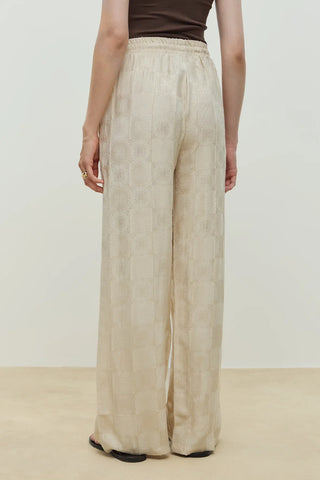 Jakar Kendinden Desenli Pantolon Taş