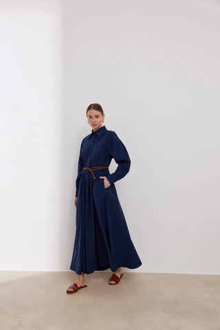 Nice Pamuklu Elbise Lacivert