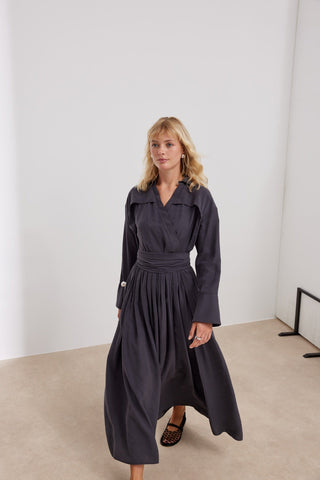 Modal Kimono Elbise Antrasit