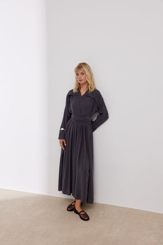Modal Kimono Elbise Antrasit