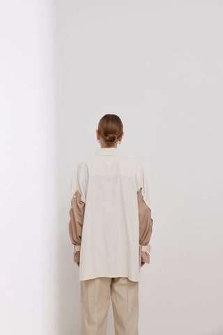 Lizbon Kolu Düğmeli Gömlek Krem