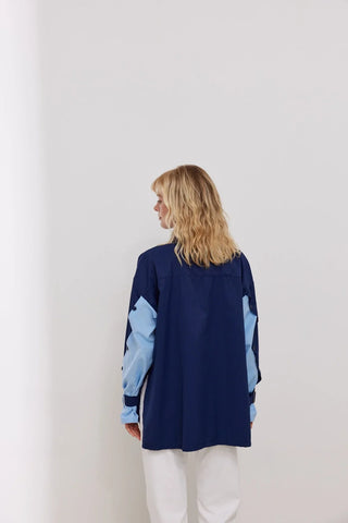 Lizbon Kolu Düğmeli Gömlek Lacivert