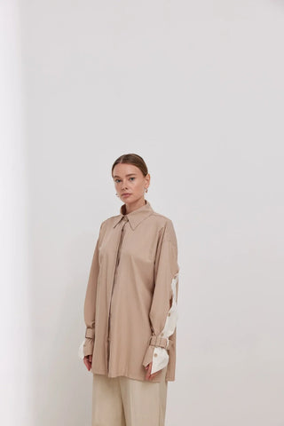 Lizbon Kolu Düğmeli Gömlek Taş