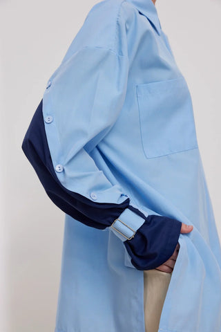 Lizbon Kolu Düğmeli Gömlek Mavi