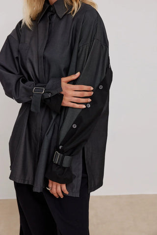 Lizbon Kolu Düğmeli Gömlek Antrasit