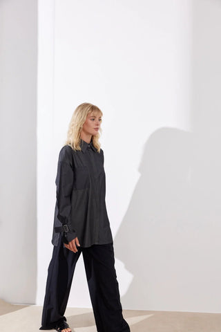 Lizbon Kolu Düğmeli Gömlek Antrasit