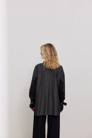 Lizbon Kolu Düğmeli Gömlek Antrasit