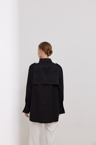 Seul Apoletli Kruvaze Gömlek Siyah