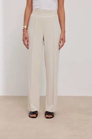 Önden Dikişli Yüksek Bel Pantolon Krem