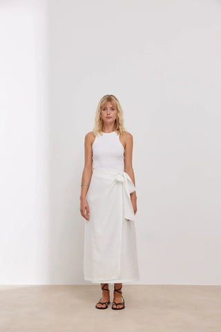 Helen Anvelop Bağlamalı Etek Ekru