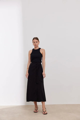 Helen Anvelop Bağlamalı Etek Siyah