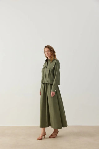 Nota Keten Etek Gömlek Takım Haki