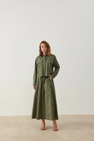 Nota Keten Etek Gömlek Takım Haki