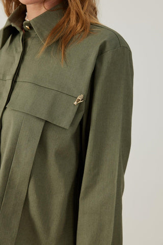 Nota Keten Etek Gömlek Takım Haki