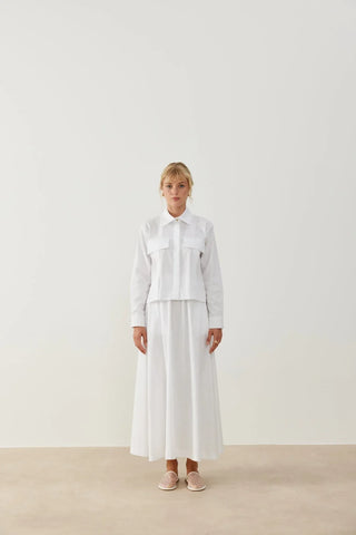 Nota Keten Etek Gömlek Takım Beyaz