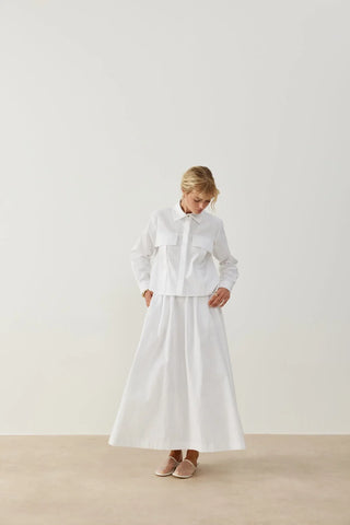 Nota Keten Etek Gömlek Takım Beyaz