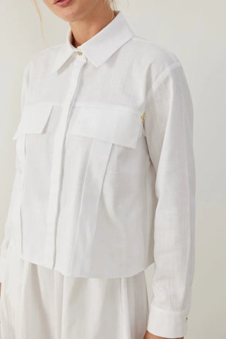 Nota Keten Etek Gömlek Takım Beyaz