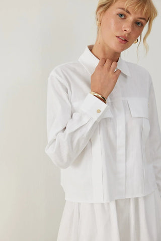 Nota Keten Etek Gömlek Takım Beyaz